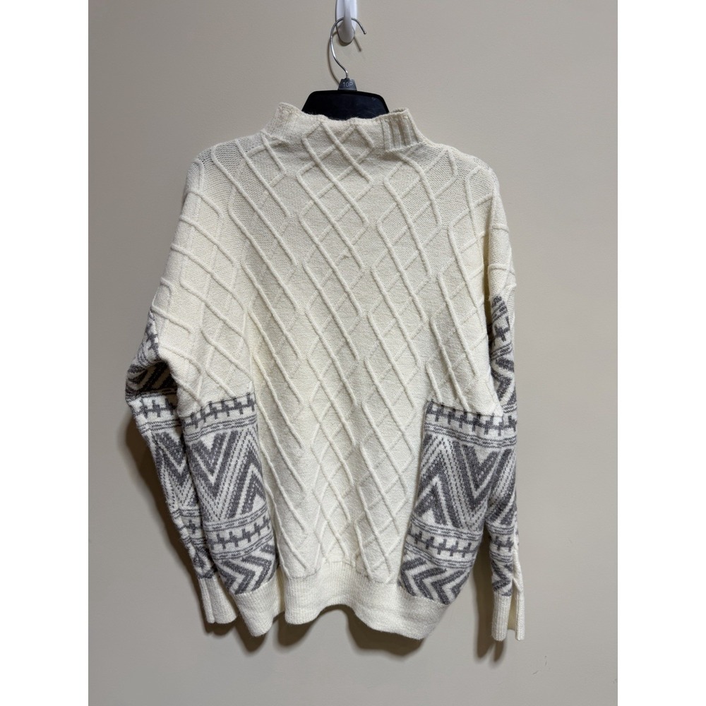 Mainstrip Turtleneck Beige Sweater Gray Long Sleeves Ladies Large